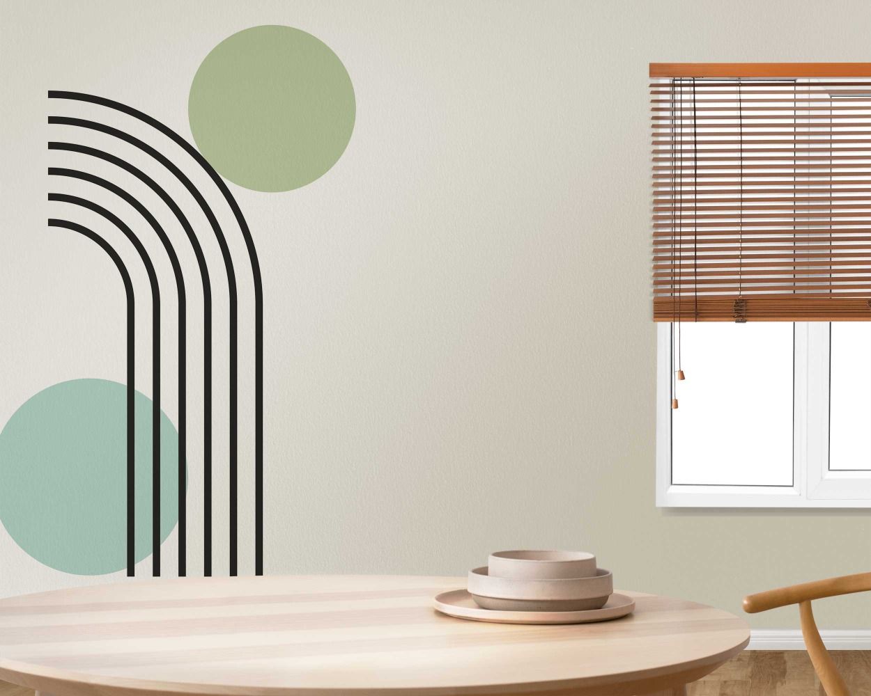 Bohemian Abstract Half Line Arch With Circle Wall Decals For Interior Decor 