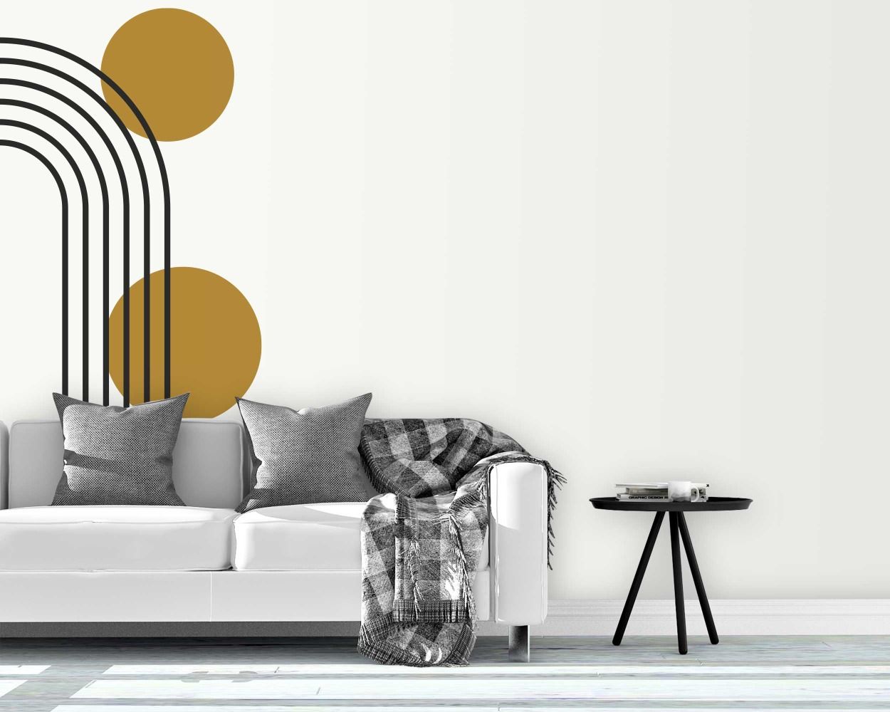 Bohemian Abstract Half Line Arch With Circle Wall Decals