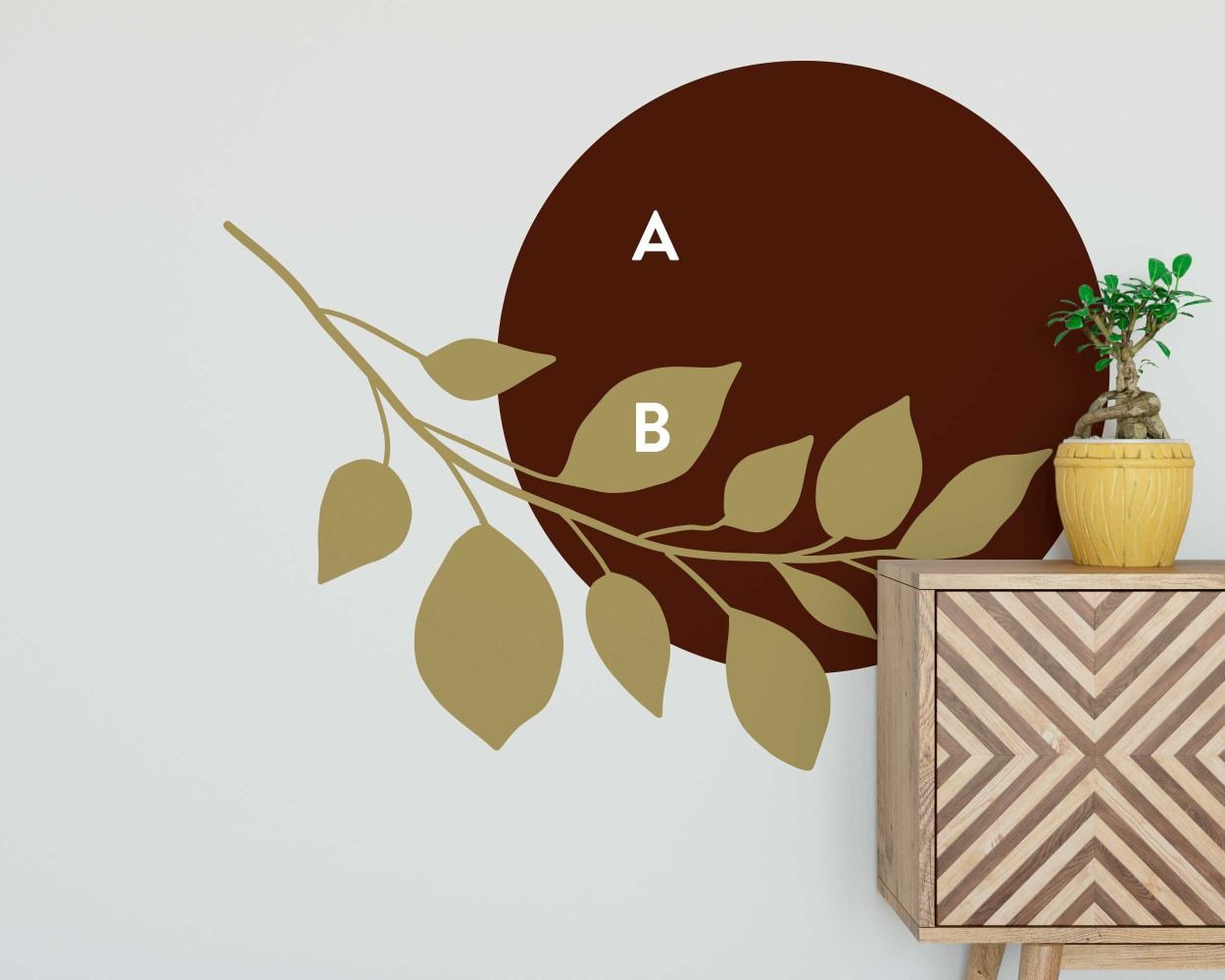 Bohemian Style Leaf With Circle Wall Stickers