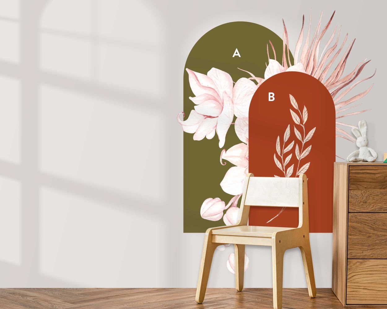 Boho Floral Arch With Colorful Flowers Wall Stickers 