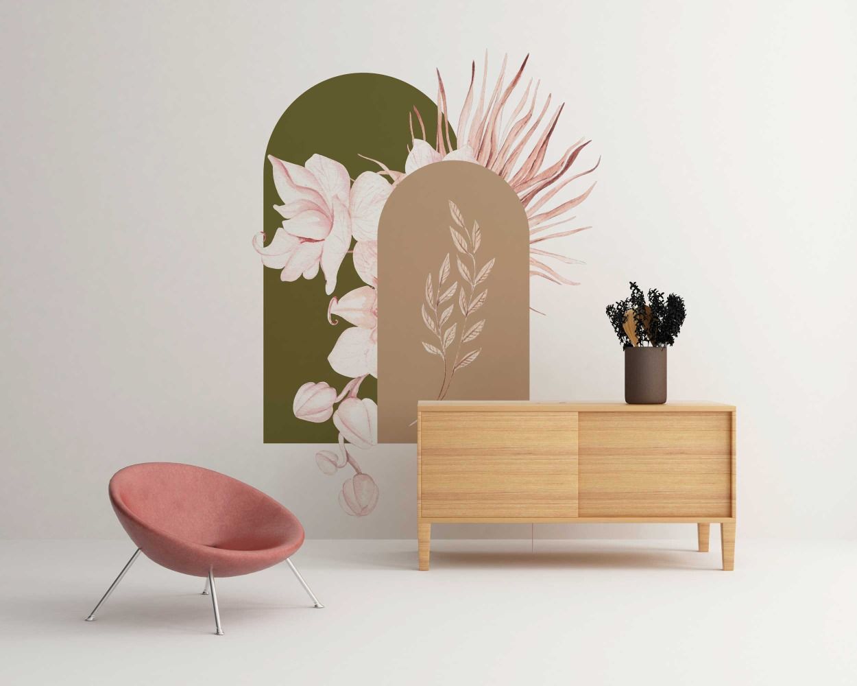 Boho Floral Arch With Colorful Flowers Wall Decals