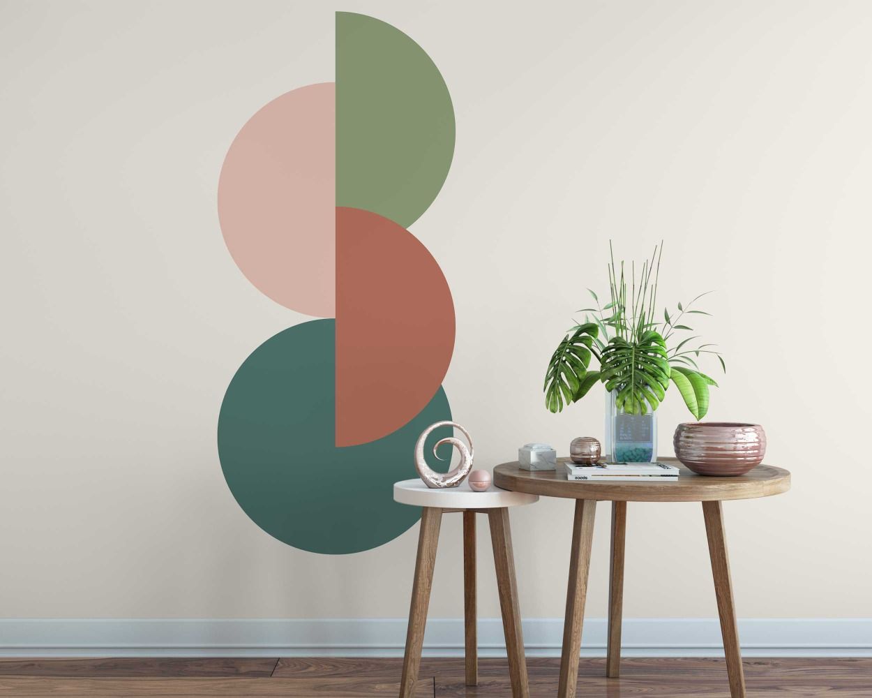 Boho Shapes Circle And Half circles Geometric Vinyl Wall Stickers For Bedroom Decoration 