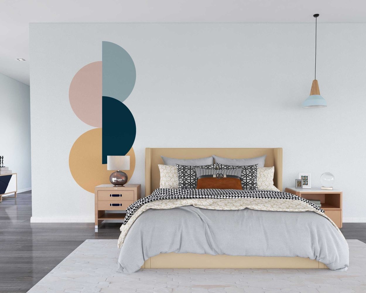 Boho Shapes Circle And Half circles Geometric Vinyl Wall Stickers For Bedroom Decoration 