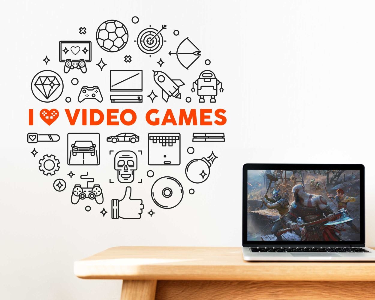 I Love Video Games Wall Stickers For Gaming Room Wall Decoration