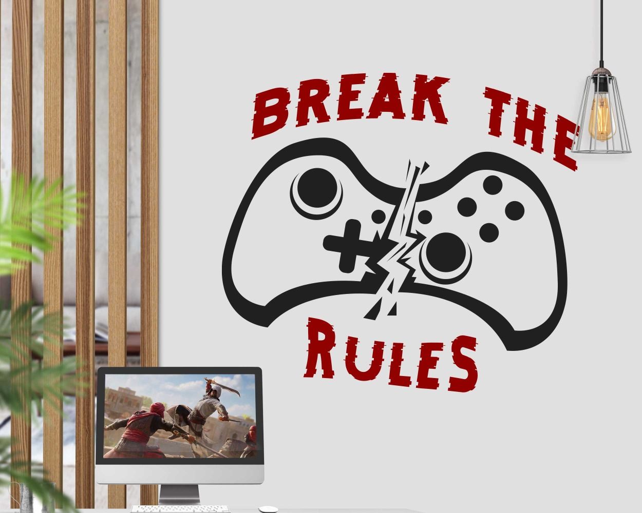 Break The Rule Wall decals for gaming room wall decoration