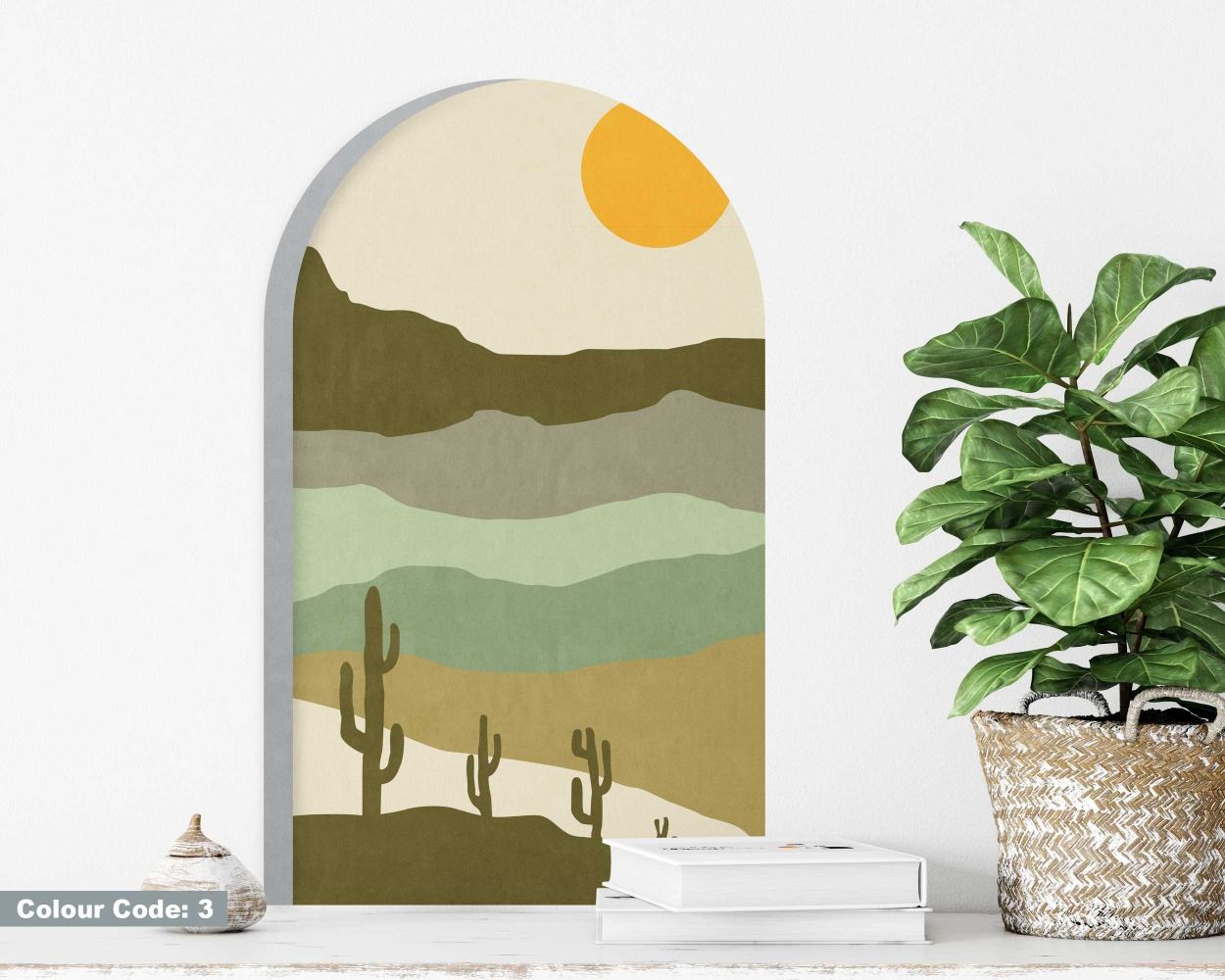 Best Beautiful Cactus In The Desert With Moon Arch Wall Decals