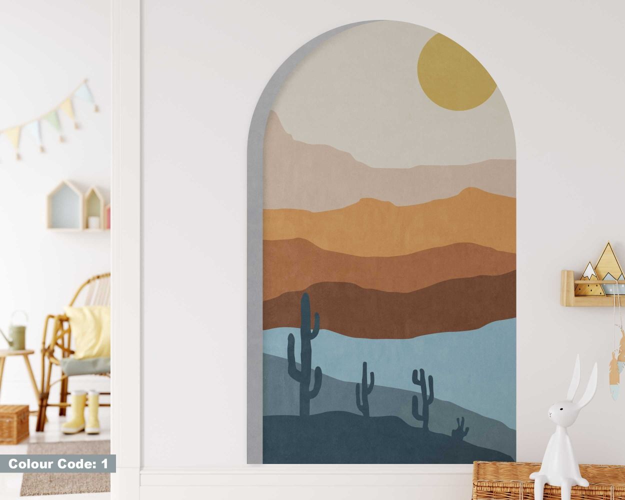 Best Beautiful Cactus In The Desert With Moon Arch Wall Stickers