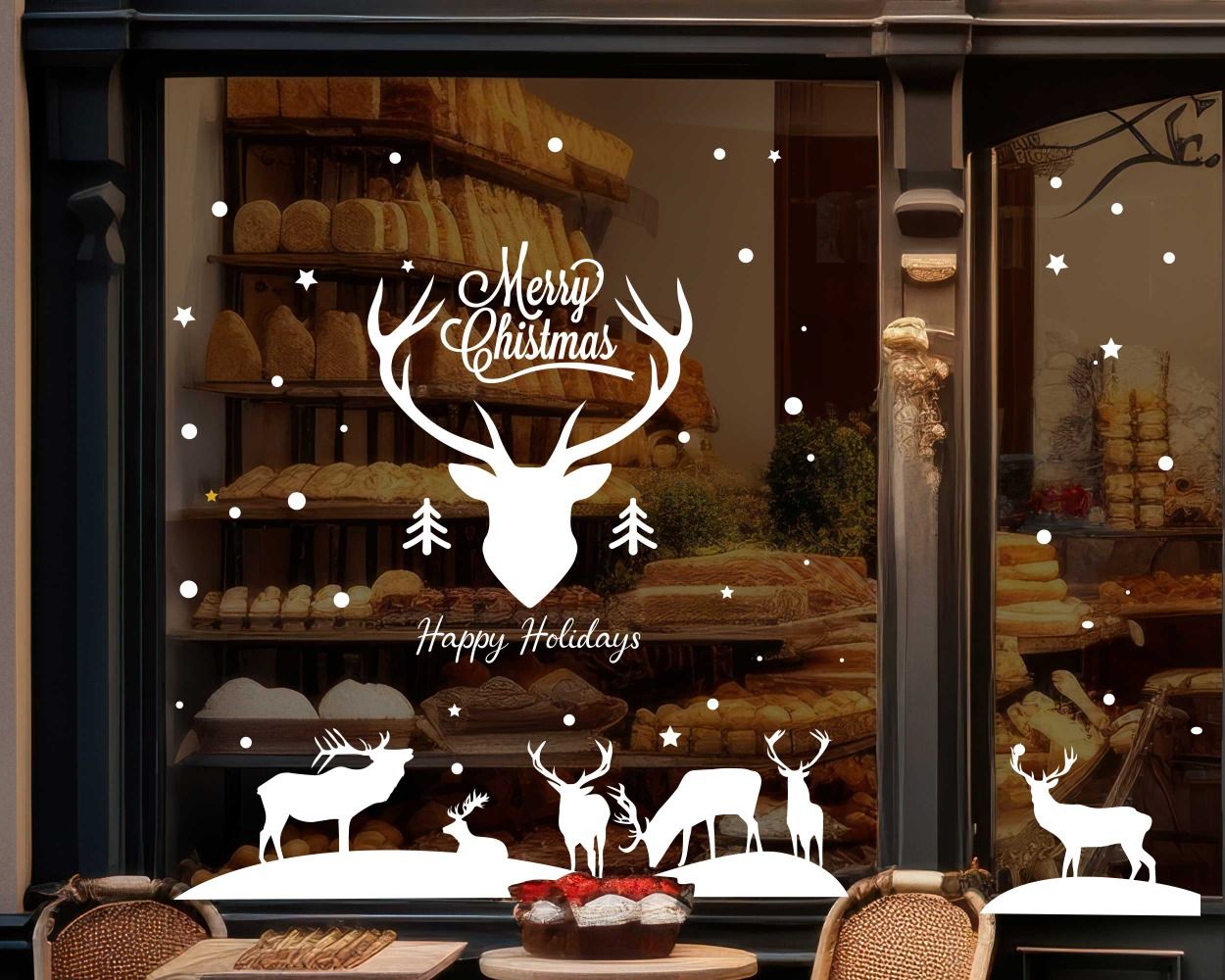 Celebrate Merry Christmas and Deer Decals For Glass Window Decoration