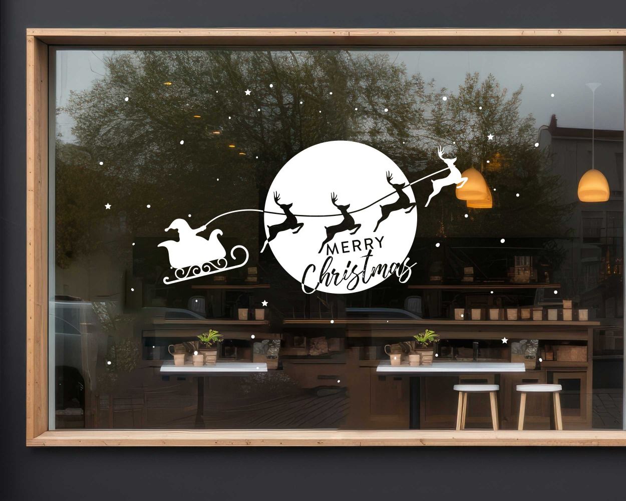 Celebrating Reindeer, Merry Christmas and Santa Stickers For Glass Window Door Decoration