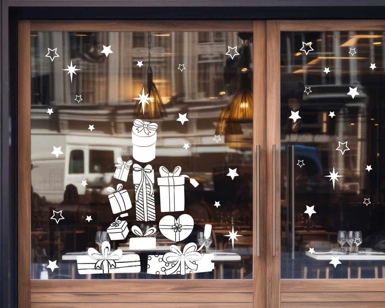 Christmas Gifts Vinyl Stickers for Shop Window Glass Decor