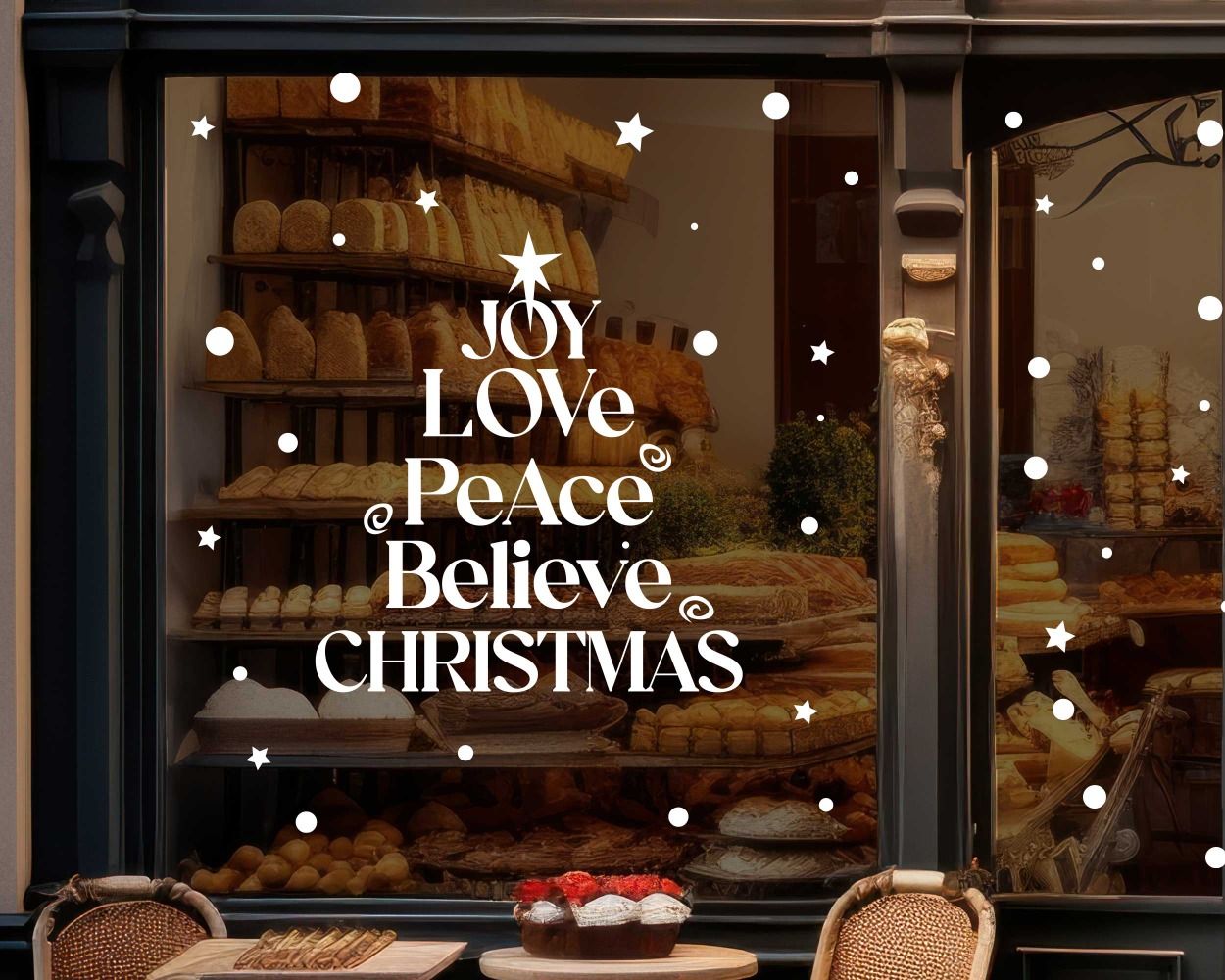 Joy Love Peace Believe Christmas Window Glass Vinyl Stickers