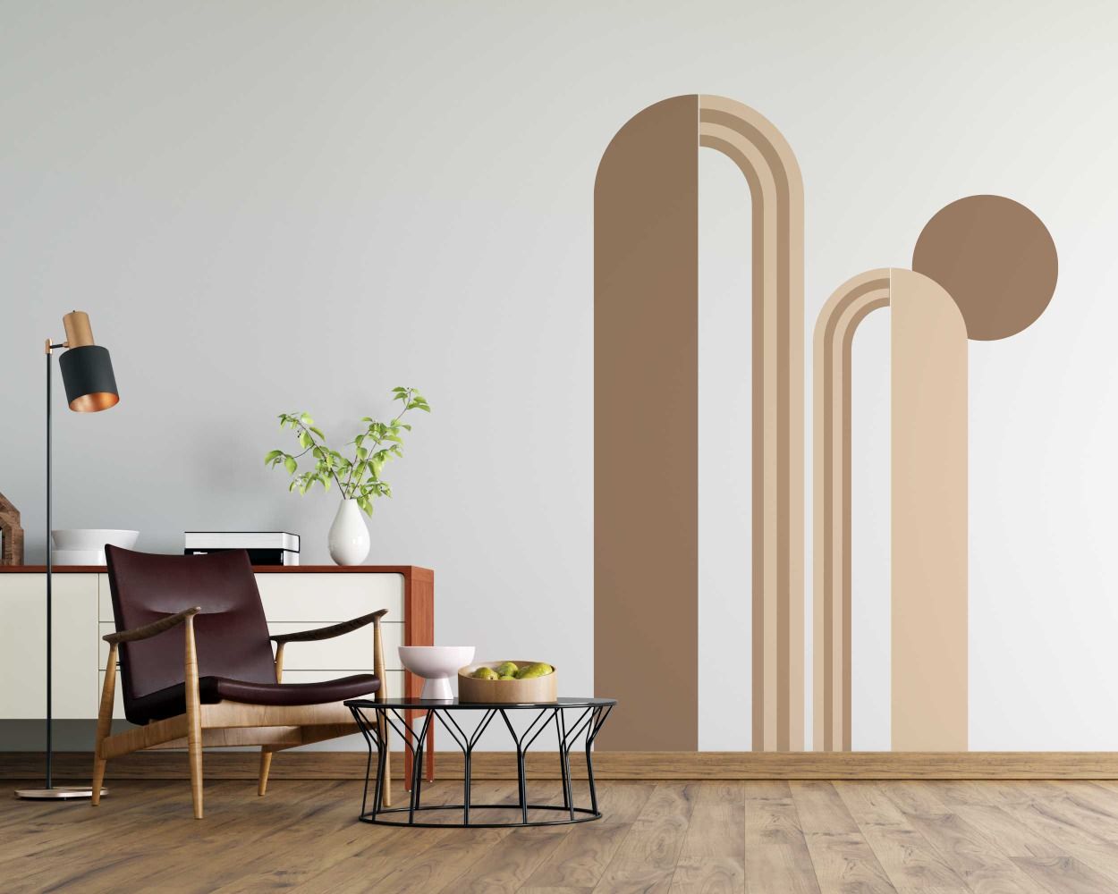 Circle And Two Abstract Boho Arch Wall Decals 