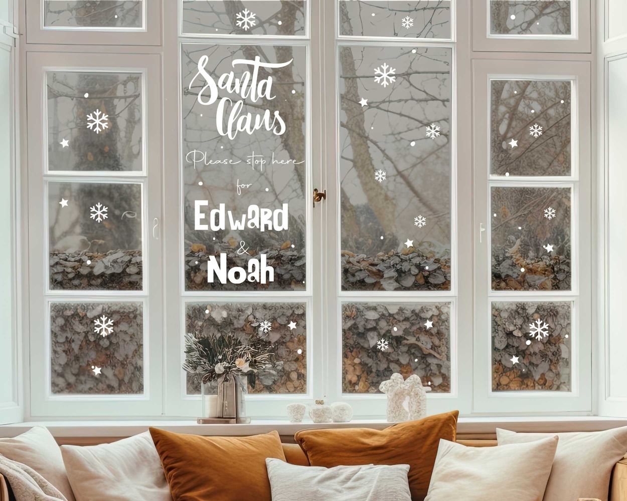 Best Custom Name And Santa Clams Stickers For Christmas Celebration Glass Window Decoration