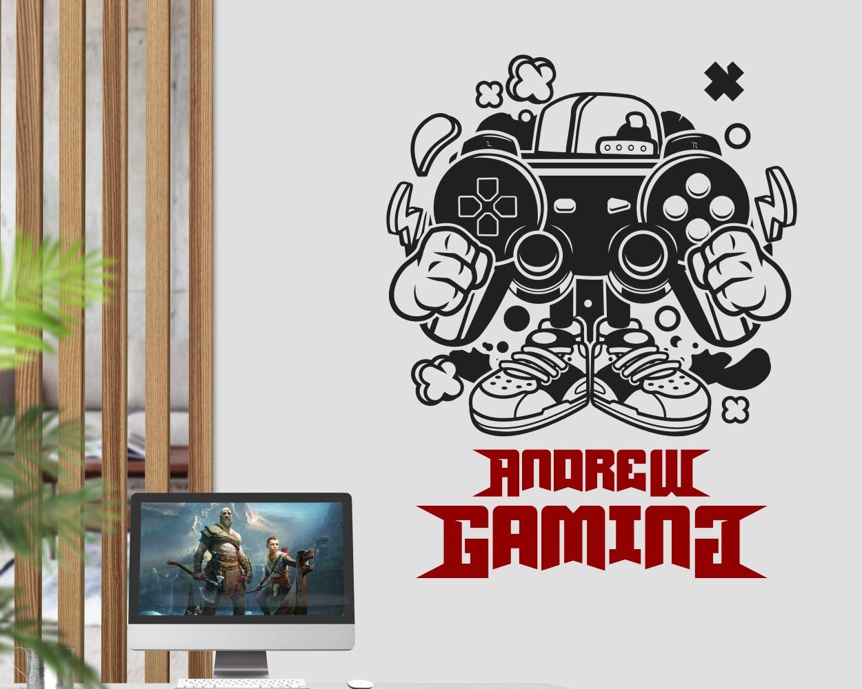 Custom Name Gaming Wall Decals For Boys Gaming Room Wall Decoration