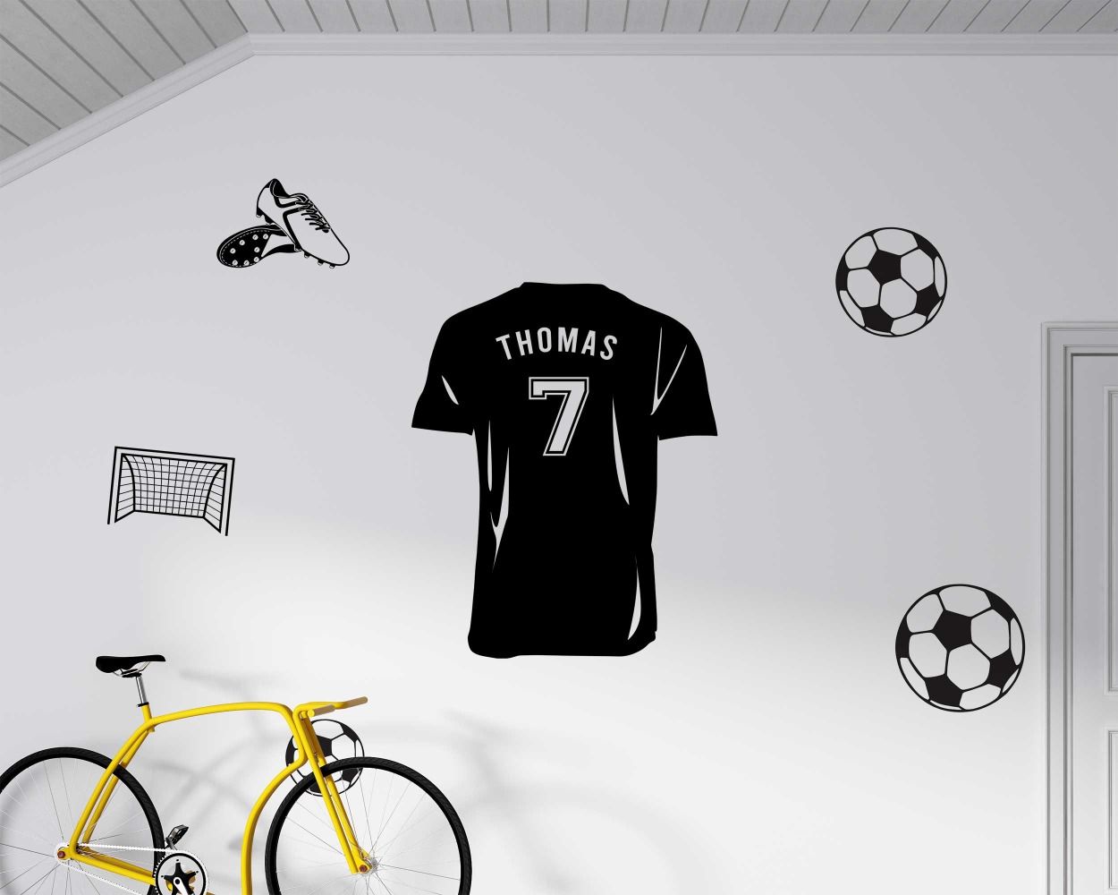 Custom Name and Number with Sports Accessories Wall Stickers