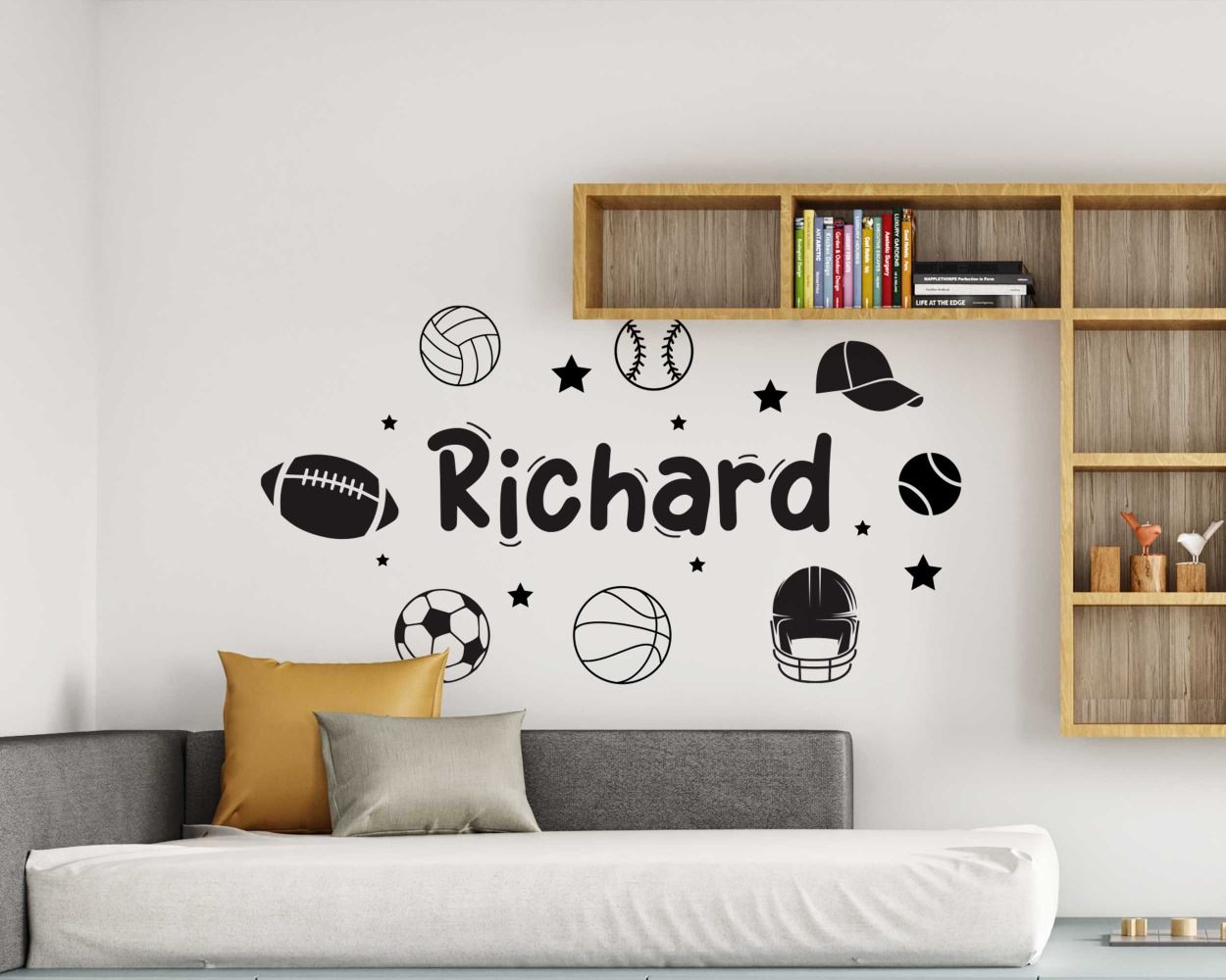 Best Custom Name With Sports Accessories Wall Decals For Boys Room Decor