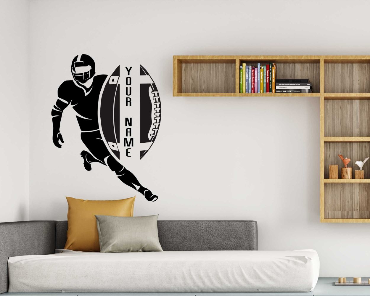 Custom Name With American Football Wall Stickers For Playing Room Wall Decor