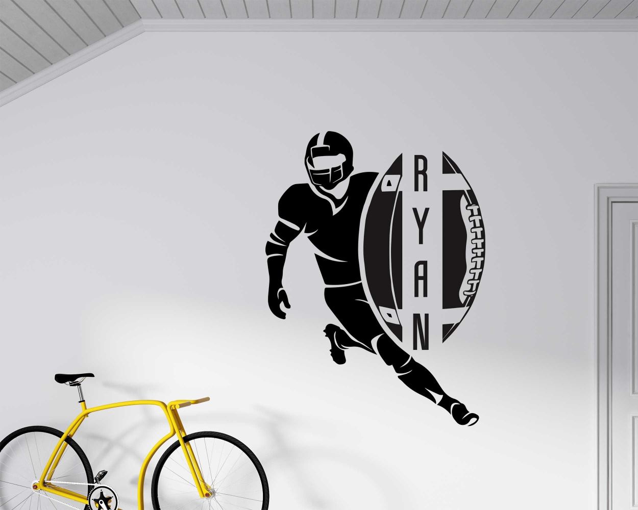 Custom Name With American Football Wall Decals For Playing Room Wall Decor