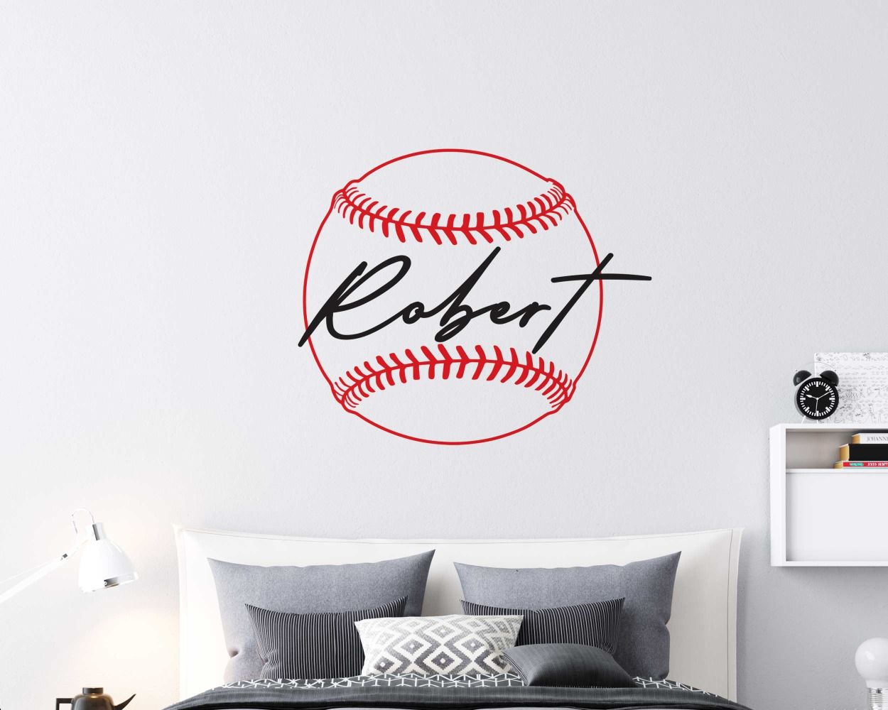 Custom Name With Baseball Decals For Sports Room Wall Decor