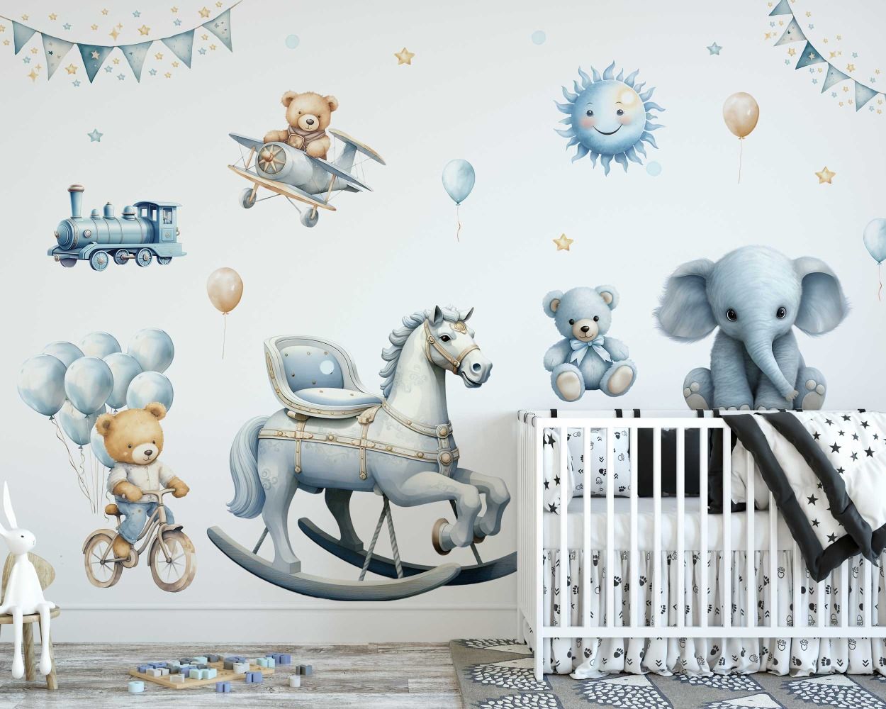 Cute Animal Toys Wall Decals for Baby Nursery Decor