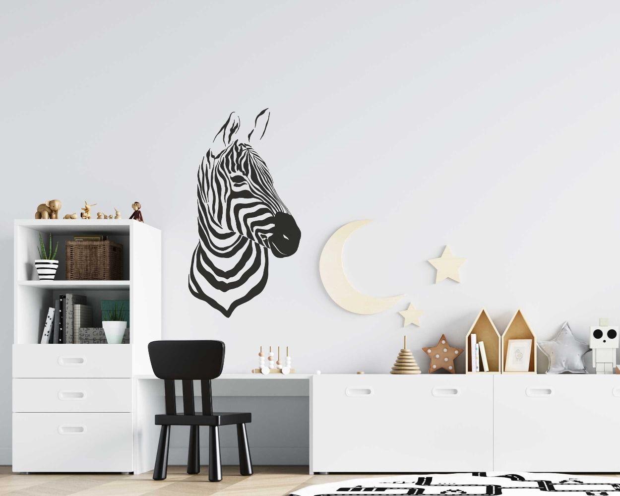 Cute Animal Zebra Head Wall Decals