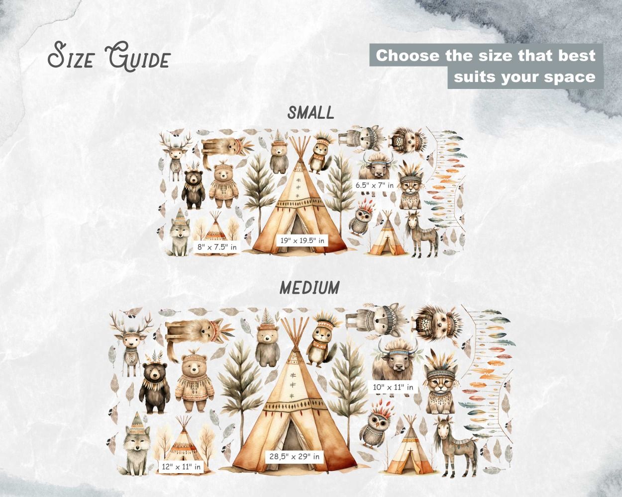 Woodland Cute Forest Friends Animals' Wall Decals for Nursery Decor