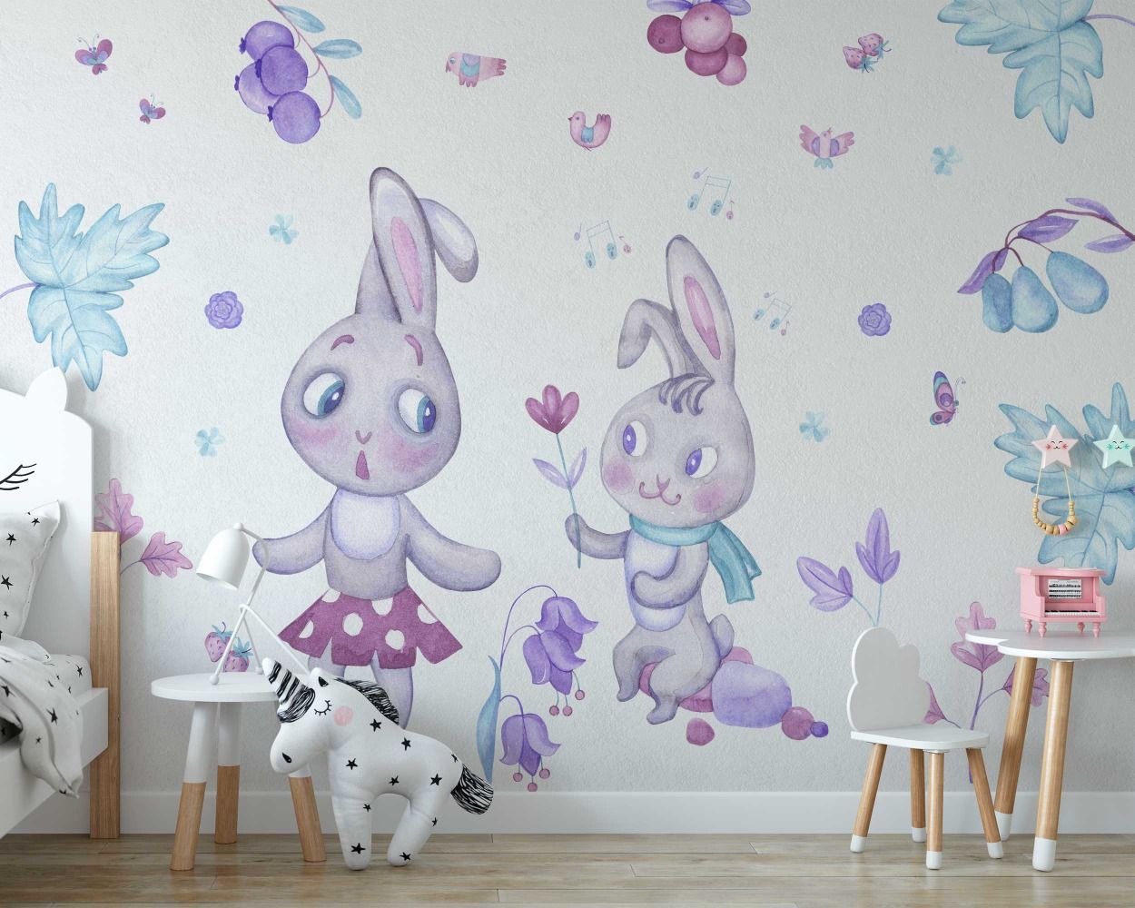 Cute Bunny Loves Wall Stickers For Girl Baby Room Wall Decor