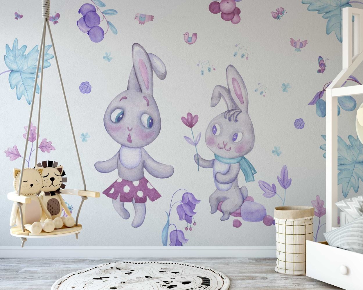 Cute Bunny Loves Wall Decals For Girl Baby Room Wall Decoration