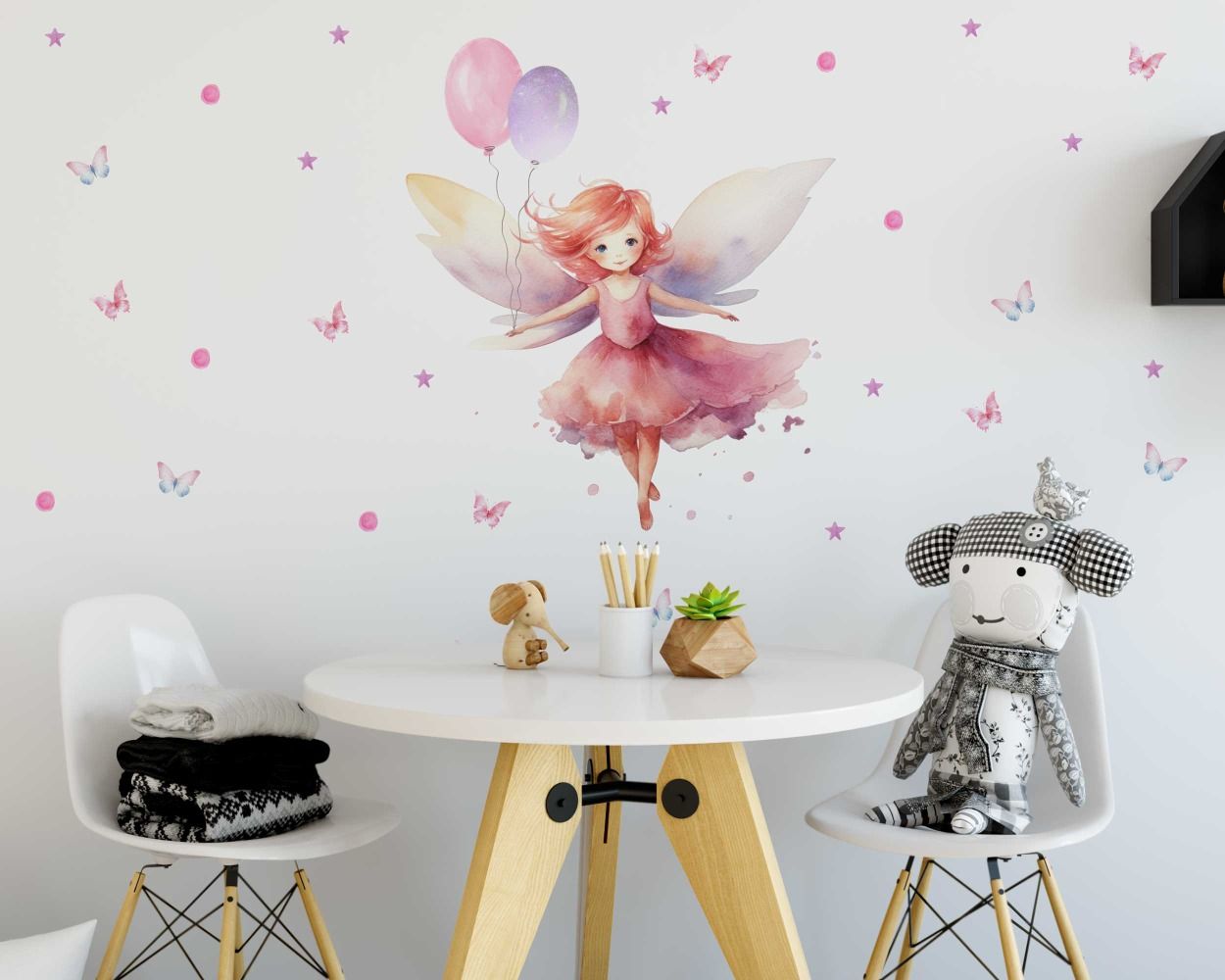 Cute Fairy Girl Watercolor Wall Stickers