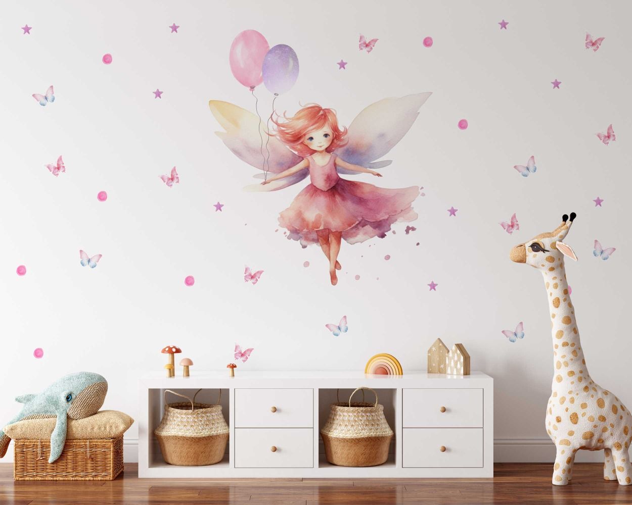 Cute Fairy Girl Watercolor Wall Stickers for Children Room Decor
