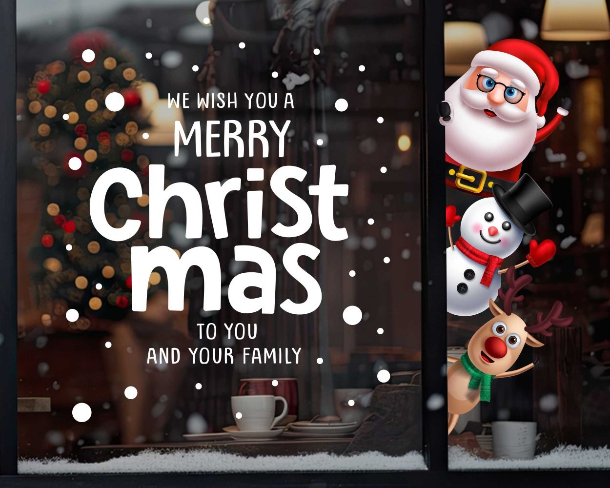 Best & Cute Santa Claus Celebrate Christmas Window Decorative Decals