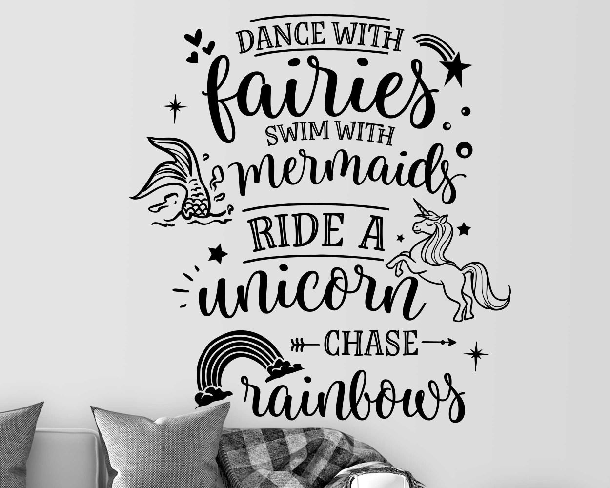 Dance With Fairies Motivational Quote Wall Decals For Home Decoration