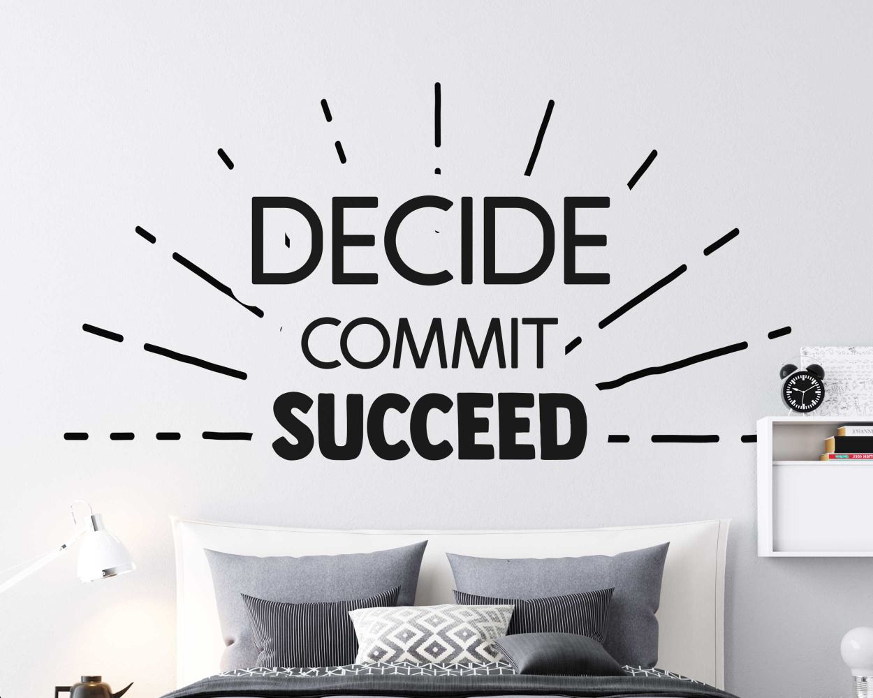 Decide Commit Succeed Motivational Quotes Wall Decals For Office Room Wall Decoration