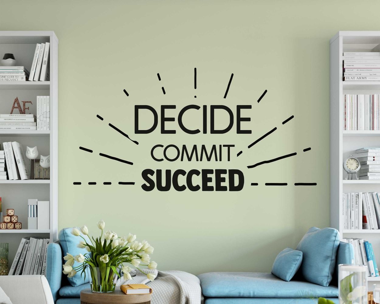 Decide Commit Succeed Motivational Quotes Wall Stickers