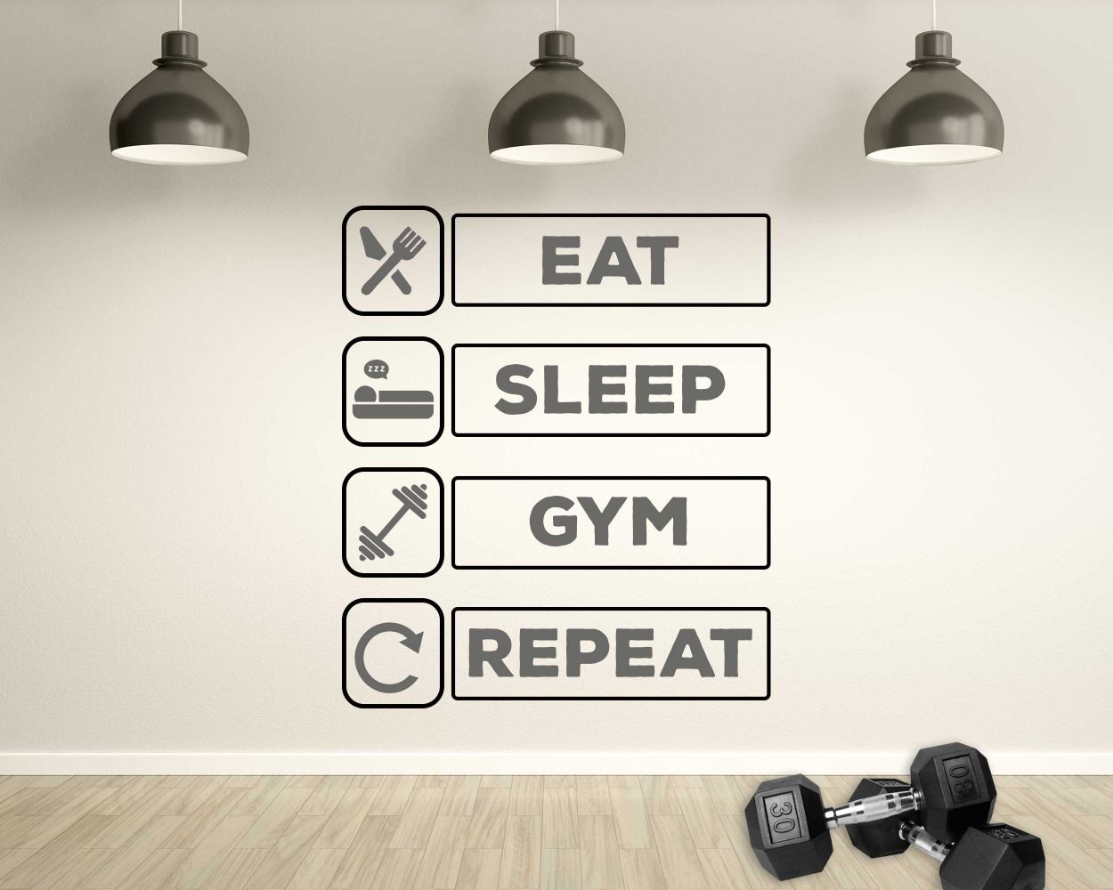 Eat, Sleep, Gym, Repeat Inspiring Gym Quotes Stickers