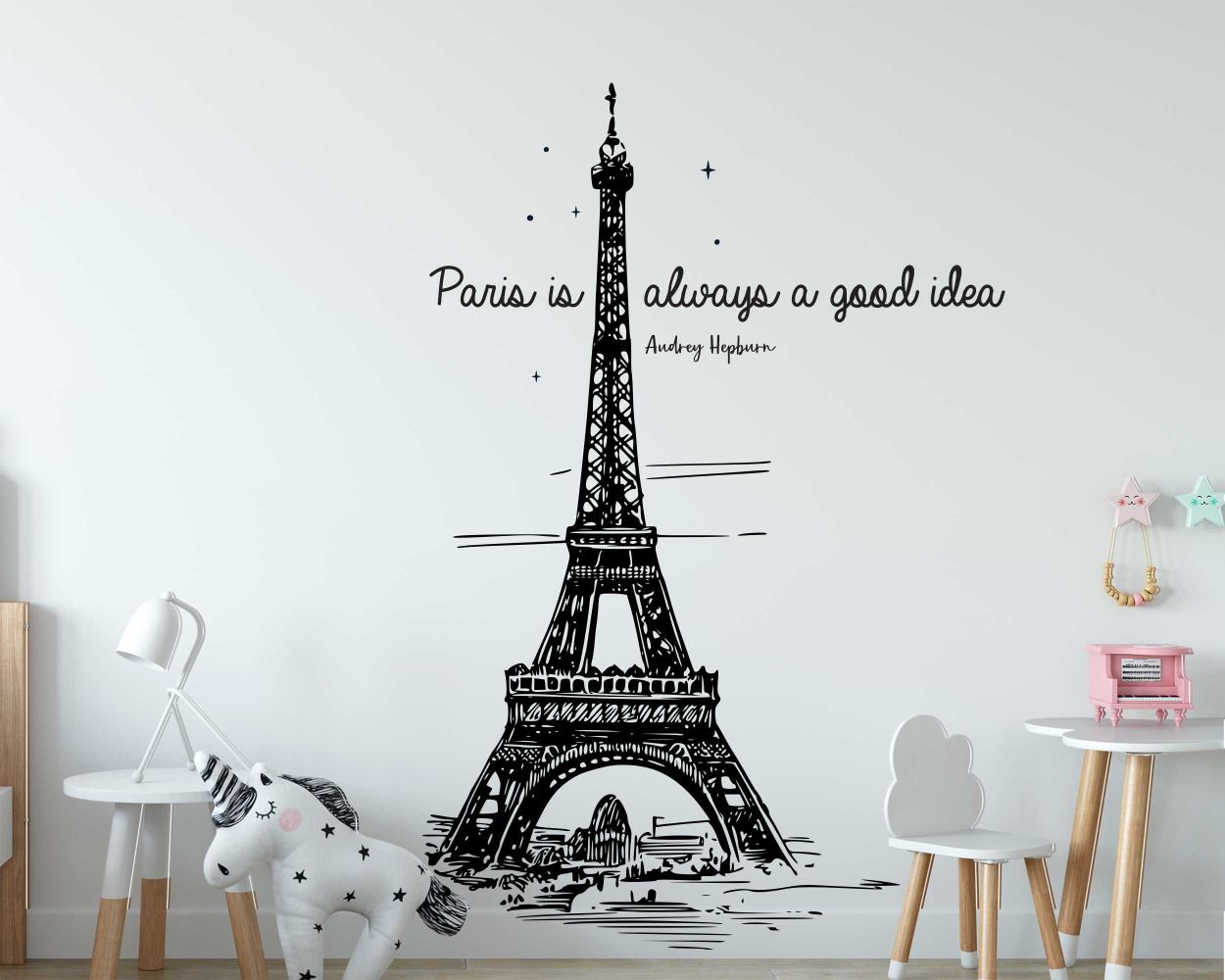 Eiffel Tower With Motivational Quote Wall Stickers For Home Decoration