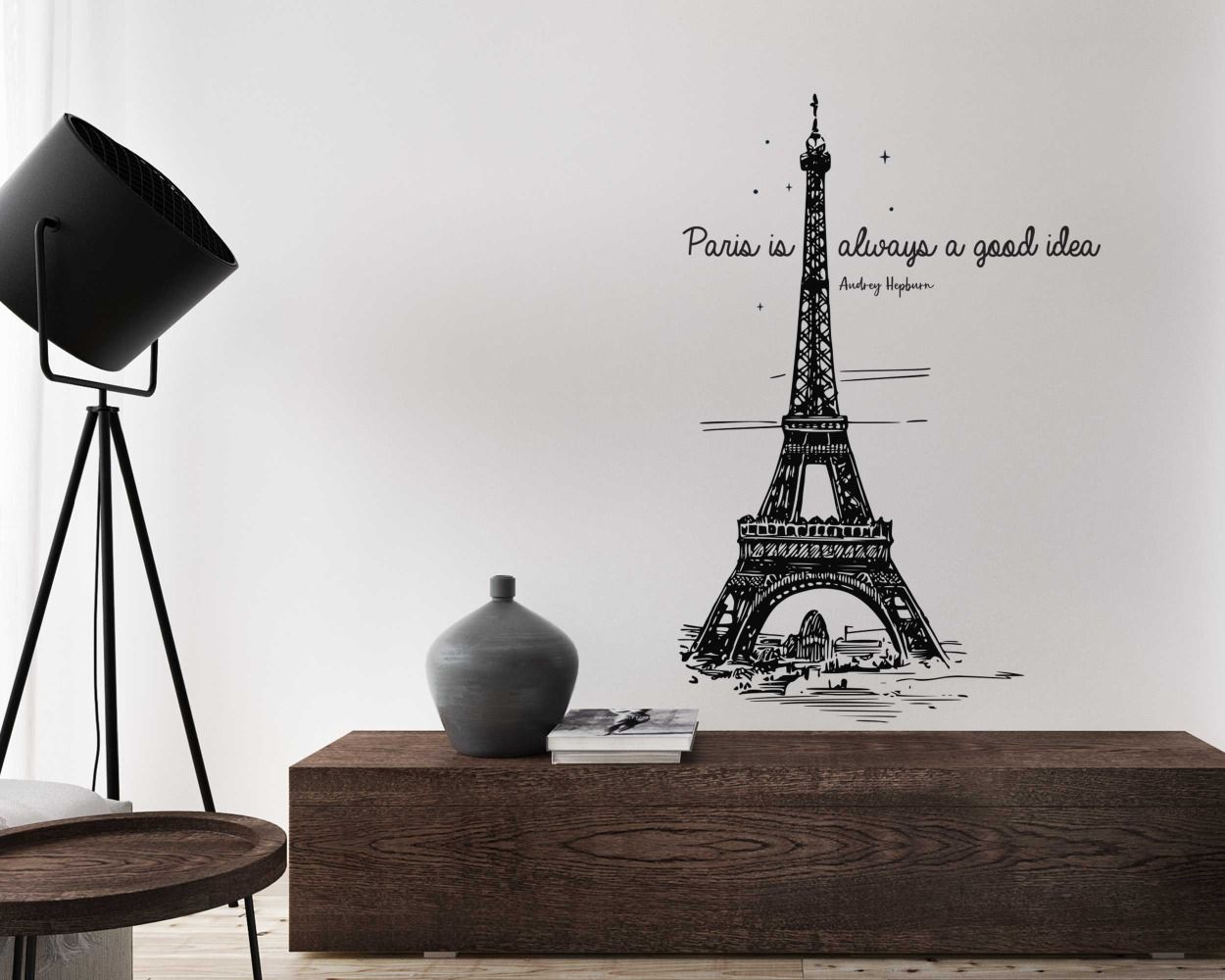 Eiffel Tower With Motivational Quote Wall Decals For Home Decoration