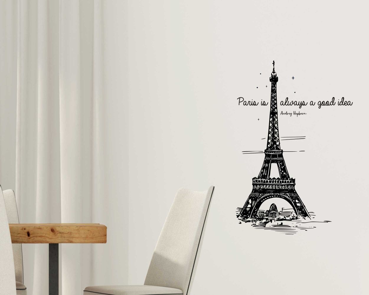 Eiffel Tower With Motivational Quote Wall Stickers