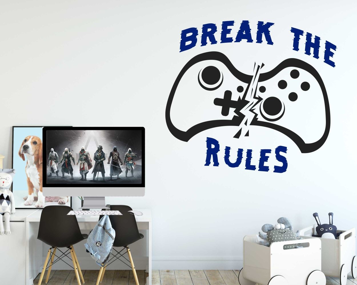 Break The Rule Wall Stickers for gaming room wall decor