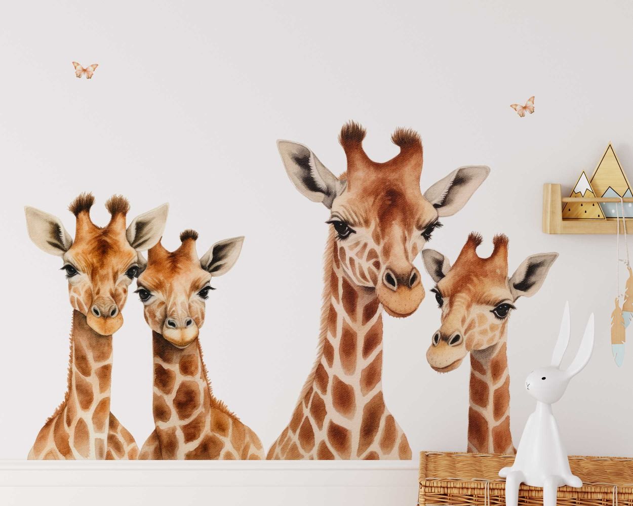 Beautiful Safari Animal Giraffe Family Head Wall Decals
