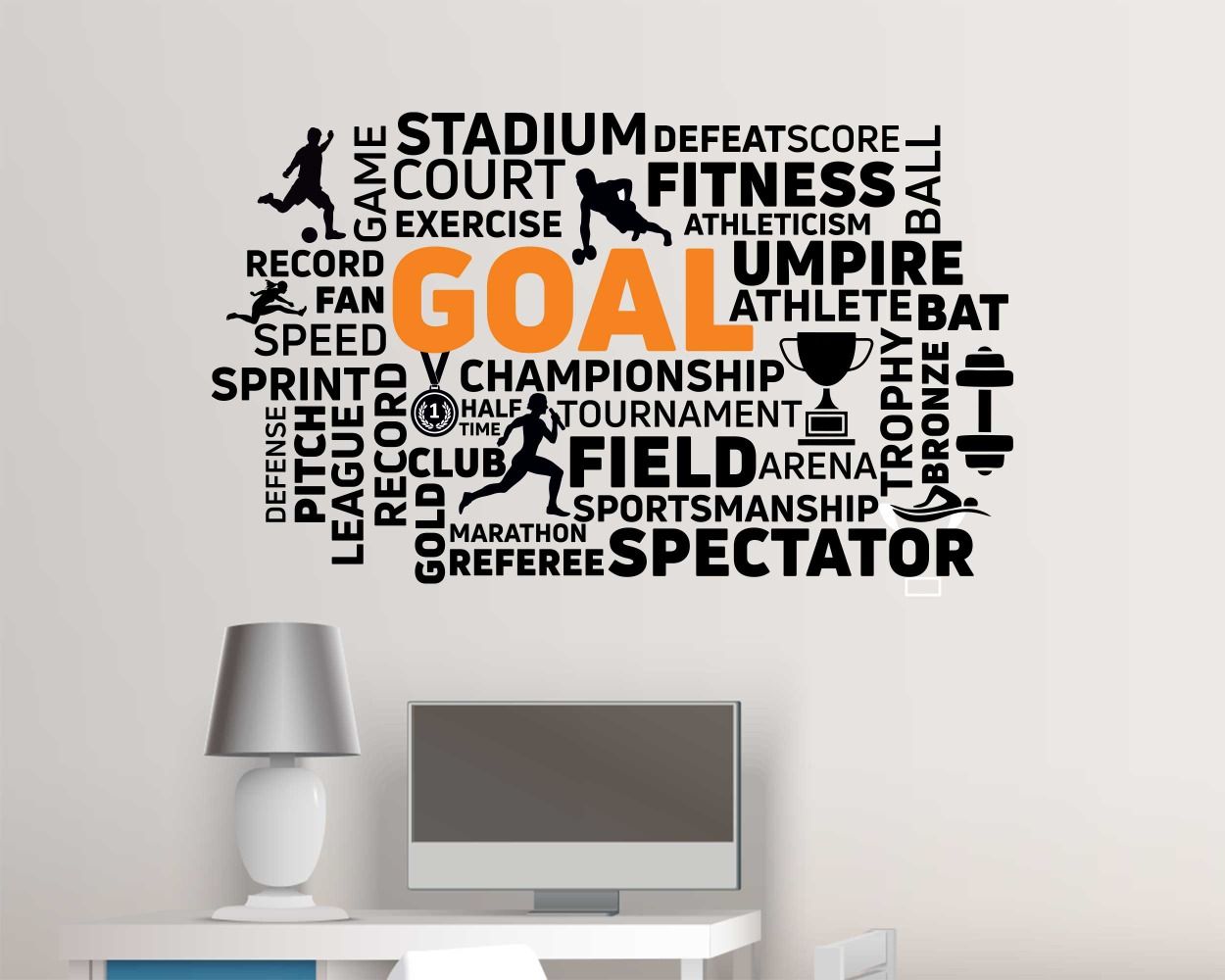 Goals Word Cloud Collage Motivational Quotes Wall Stickers 