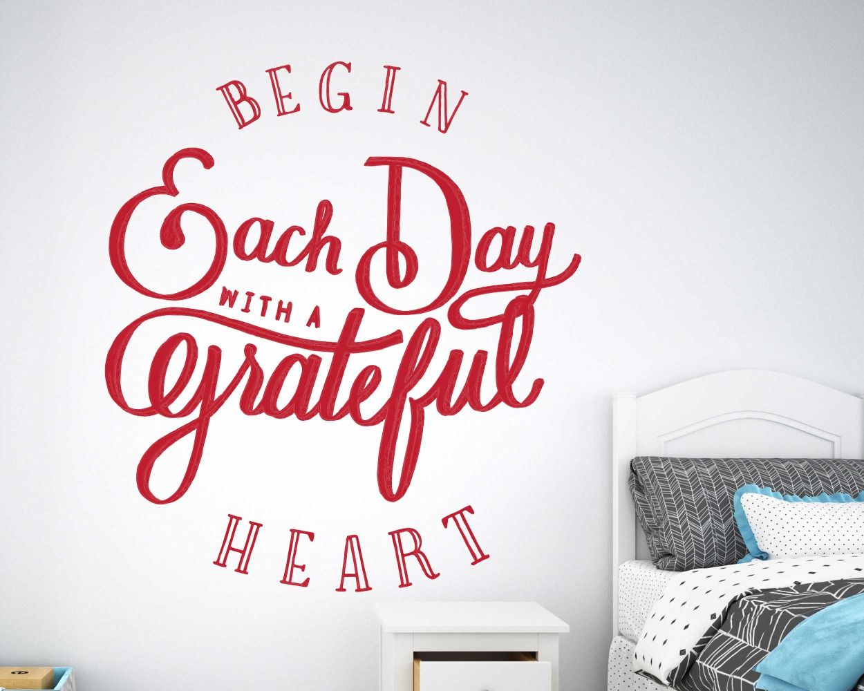 Grateful Heart Motivational Quotes Wall Decals