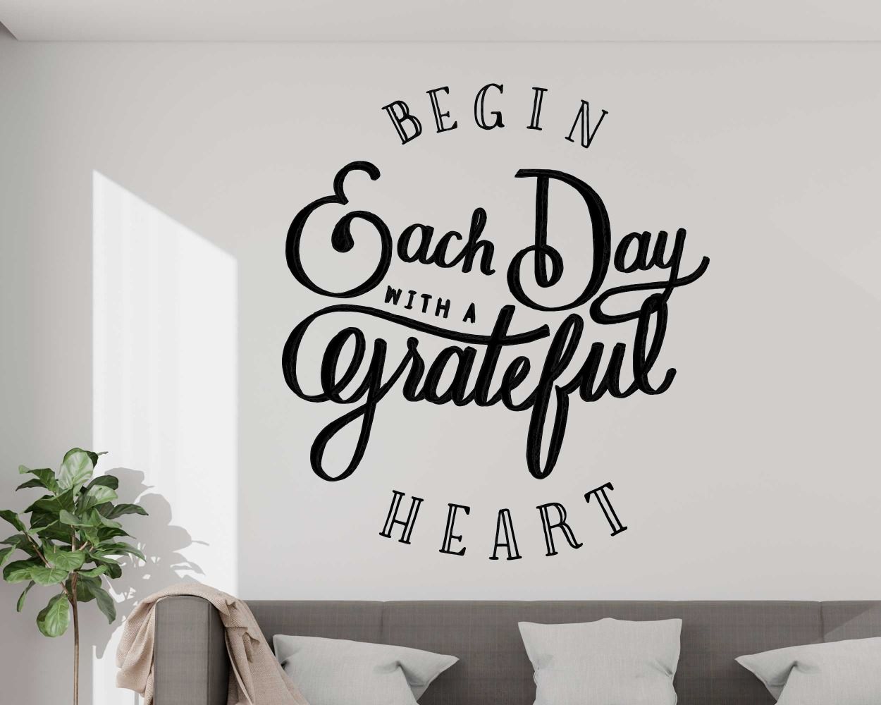 Grateful Heart Motivational Quotes Wall Sticker