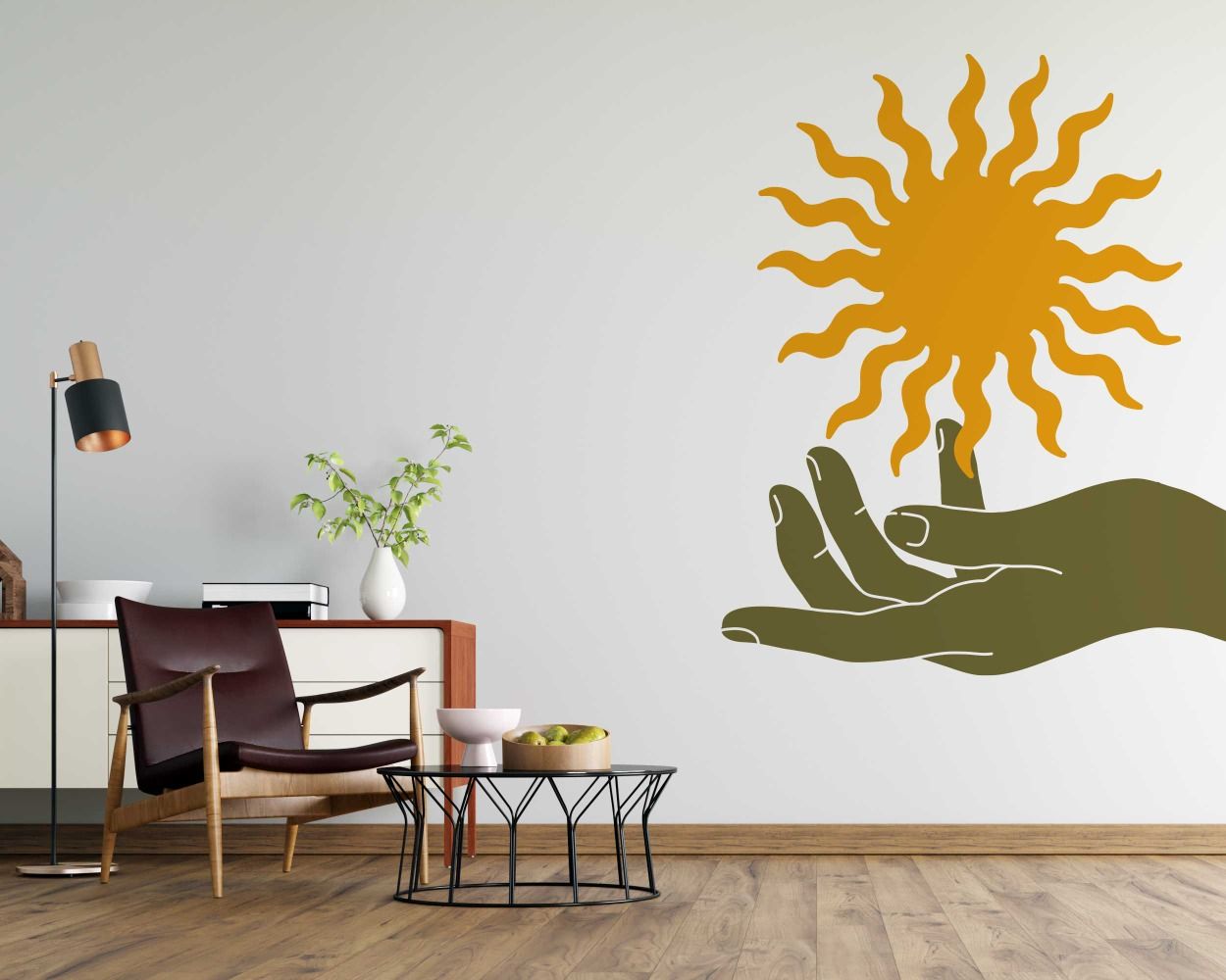 Hand With Sun Beautiful Boho Wall Stickers 