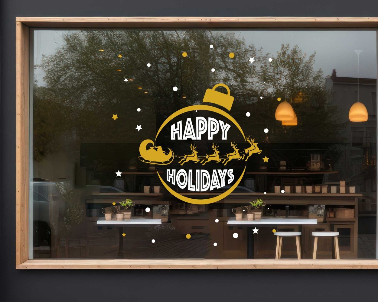 Happy Holidays Shop Glass Window Door Decorative Decals