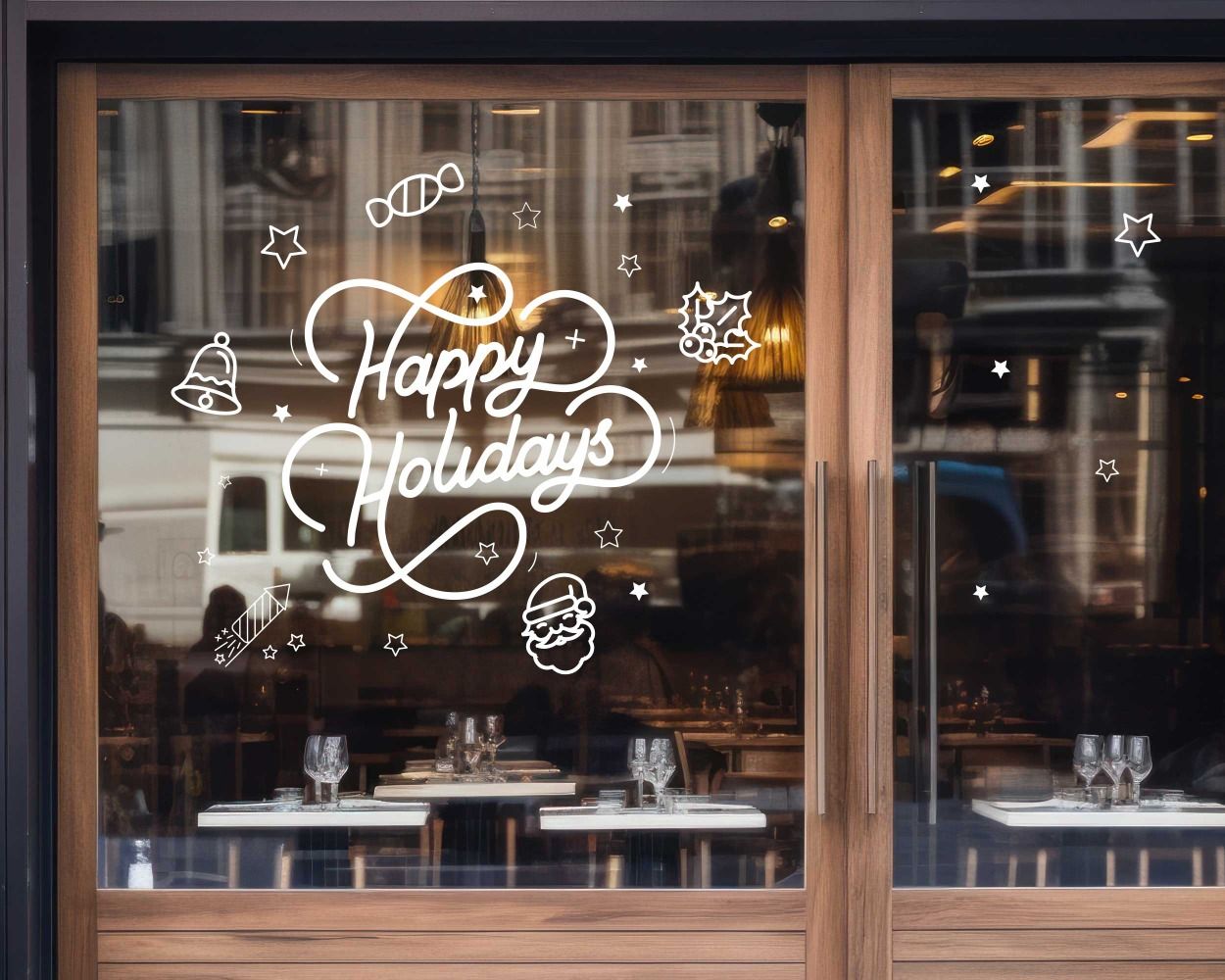 Best Happy holiday Christmas Decals For Shop Window Glass Decor