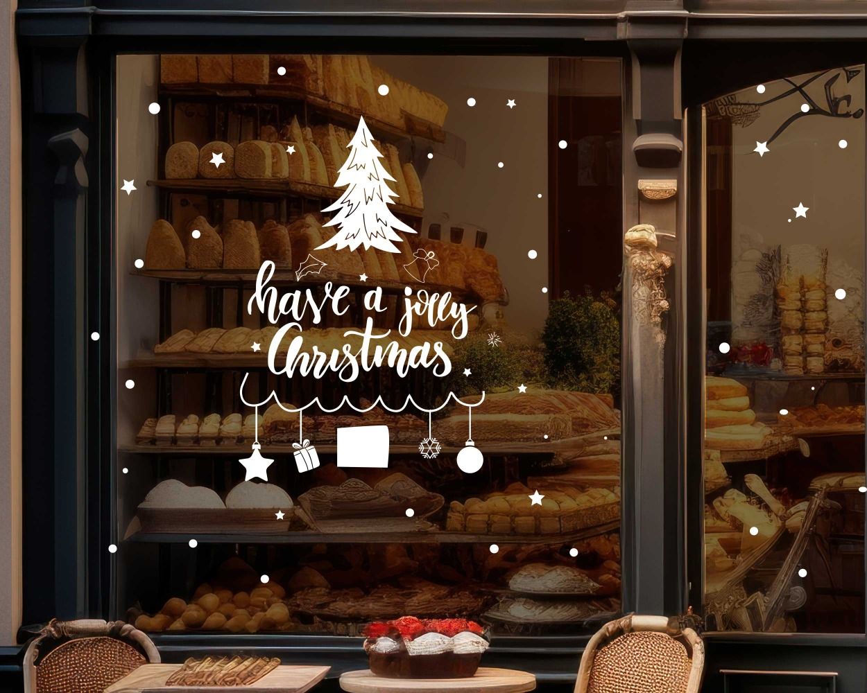 Have A Jolly Christmas Tree Stickers For Shop Window Glass Decoration