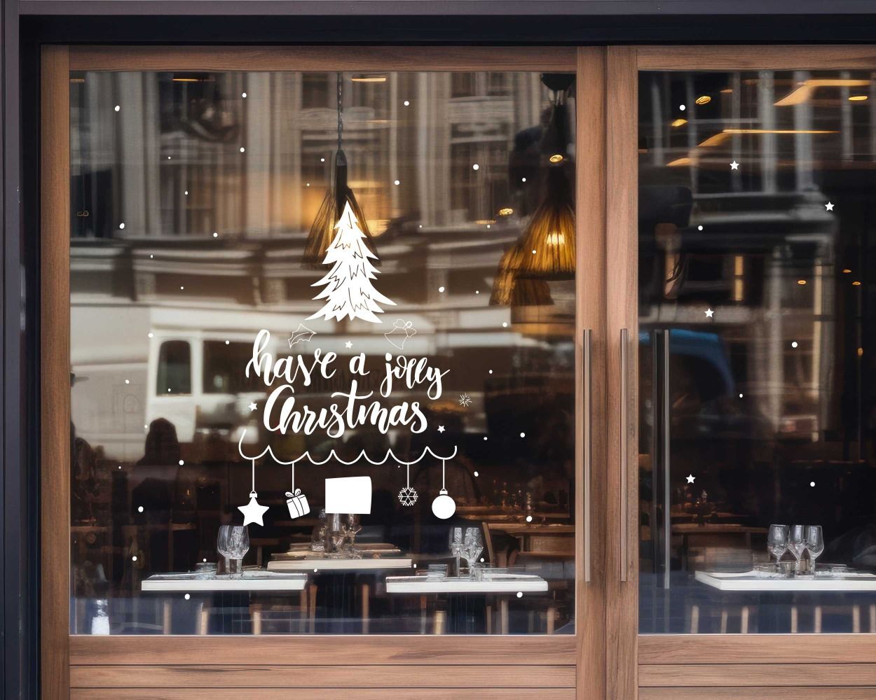 Have A Jolly Christmas Tree Decals For Shop Window Glass Decor