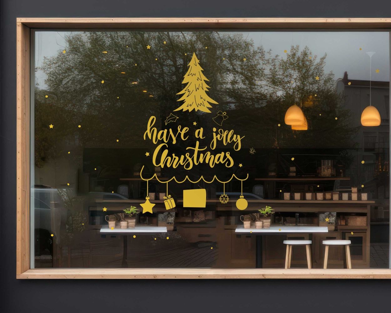 Have A Jolly Christmas Tree Decals For Shop Window Glass Decoration