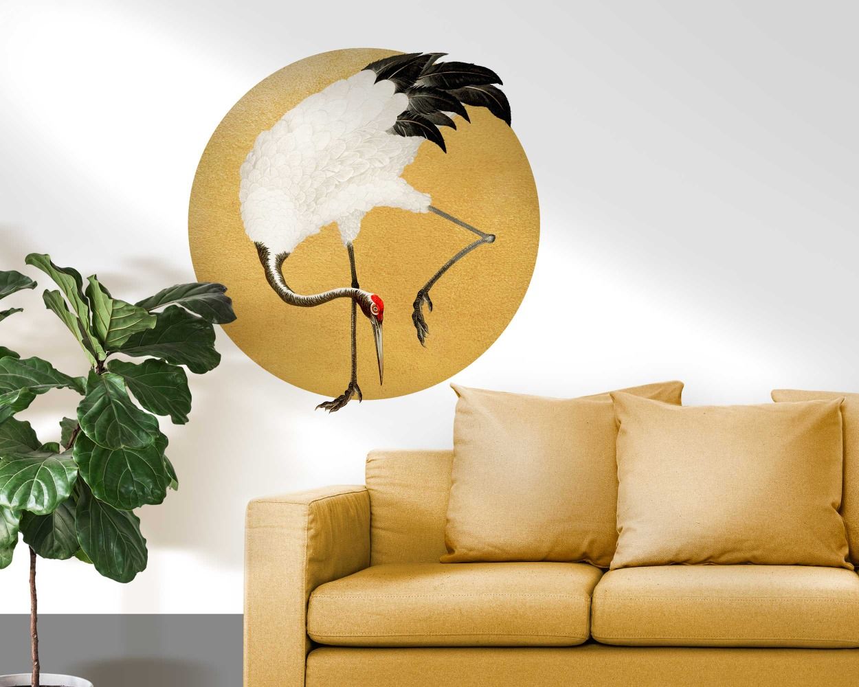 Japanese Crane Bird Circle Wall Stickers